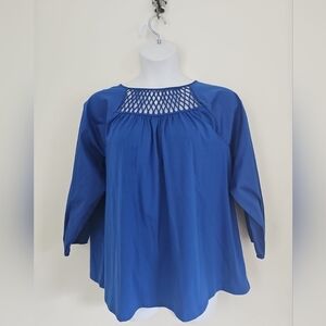 Cato Royal Blue Tunic Top With Lattice Neckline Size 2XL Long Sleeve New w/ Tag